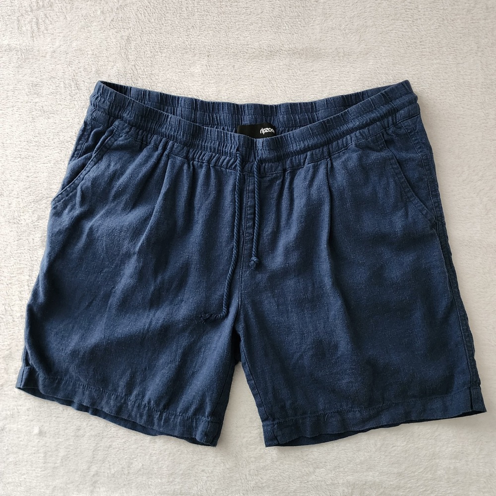 Ripzone Linen Blend Shorts Mens Medium Blue Vacation Resort Tropical Paradise